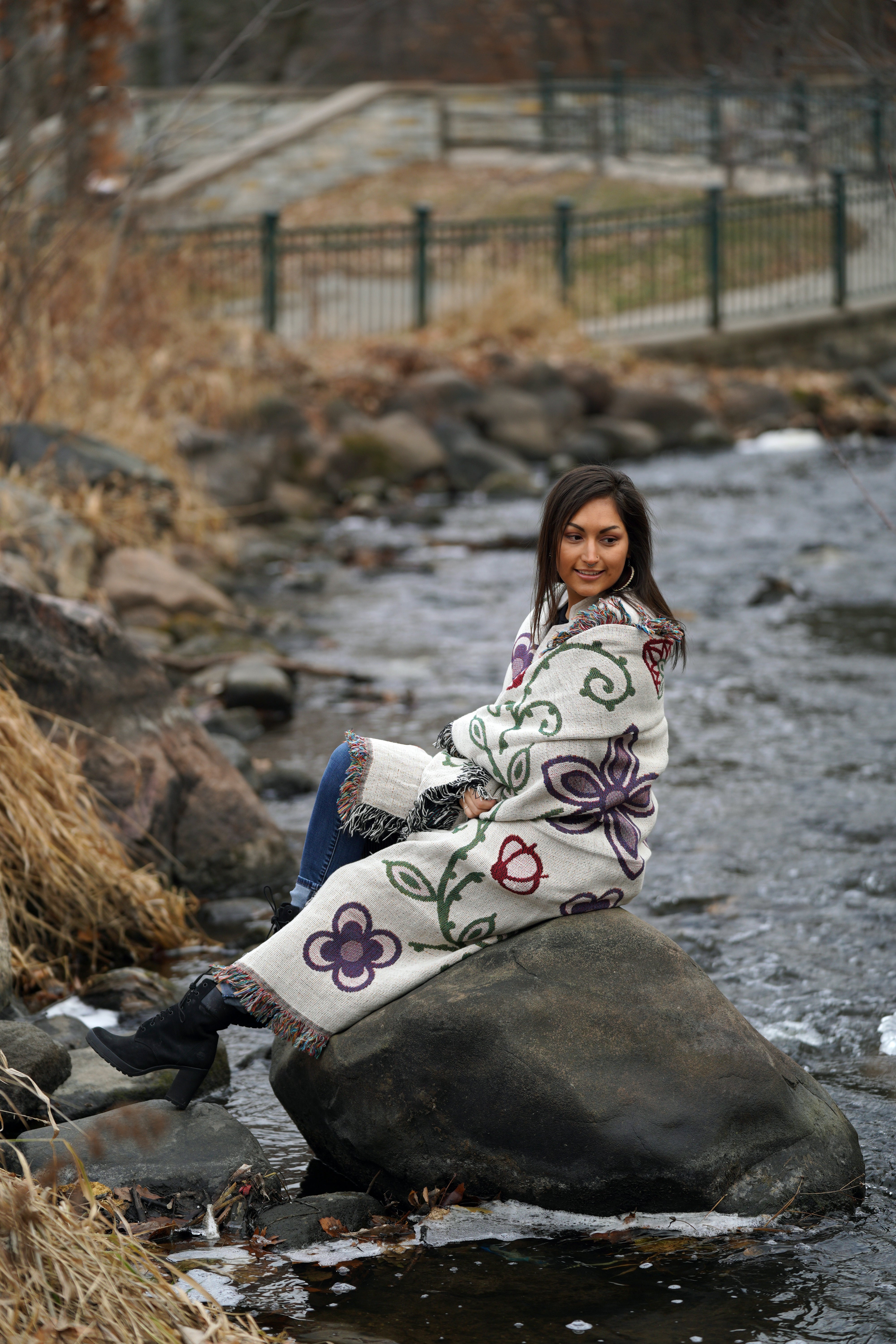 Woodland Floral Throw Blanket